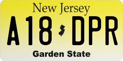 NJ license plate A18DPR