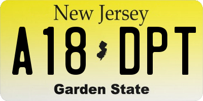 NJ license plate A18DPT