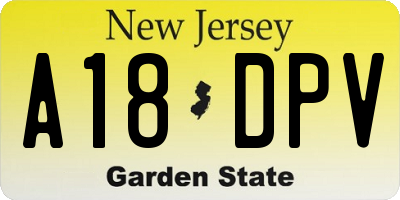 NJ license plate A18DPV