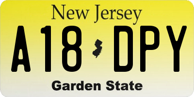 NJ license plate A18DPY