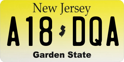NJ license plate A18DQA