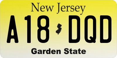 NJ license plate A18DQD