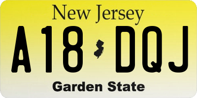 NJ license plate A18DQJ