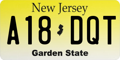 NJ license plate A18DQT