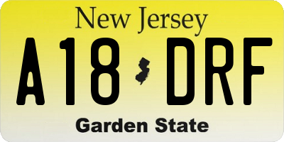 NJ license plate A18DRF