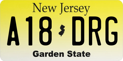 NJ license plate A18DRG