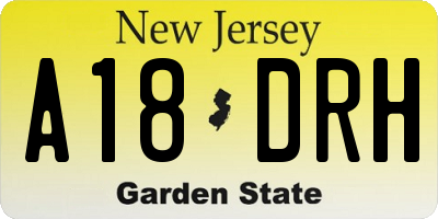 NJ license plate A18DRH