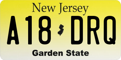 NJ license plate A18DRQ
