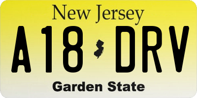 NJ license plate A18DRV