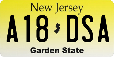 NJ license plate A18DSA