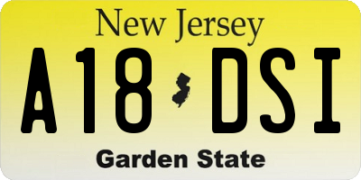 NJ license plate A18DSI