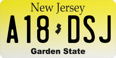 NJ license plate A18DSJ