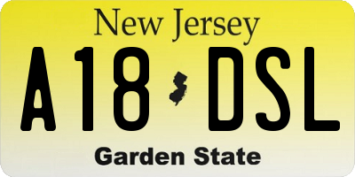 NJ license plate A18DSL