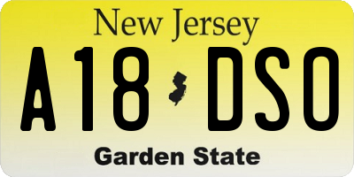 NJ license plate A18DSO