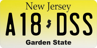 NJ license plate A18DSS