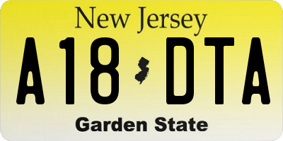 NJ license plate A18DTA