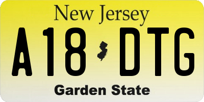 NJ license plate A18DTG