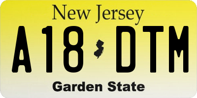 NJ license plate A18DTM