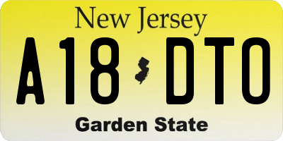 NJ license plate A18DTO