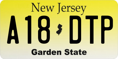 NJ license plate A18DTP