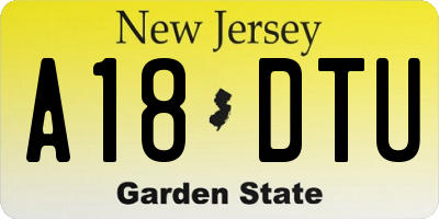 NJ license plate A18DTU