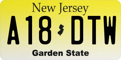 NJ license plate A18DTW