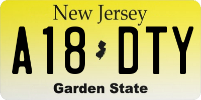 NJ license plate A18DTY