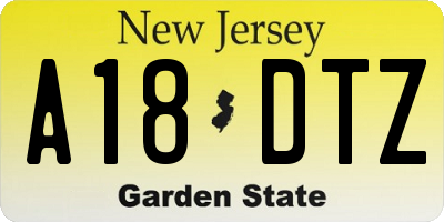 NJ license plate A18DTZ