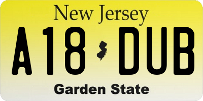 NJ license plate A18DUB