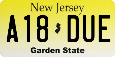 NJ license plate A18DUE