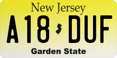 NJ license plate A18DUF