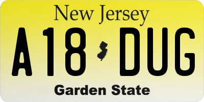 NJ license plate A18DUG