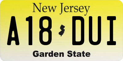 NJ license plate A18DUI