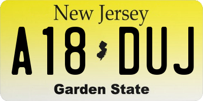 NJ license plate A18DUJ