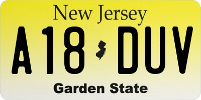NJ license plate A18DUV