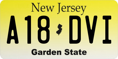 NJ license plate A18DVI