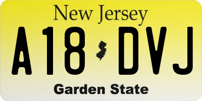 NJ license plate A18DVJ