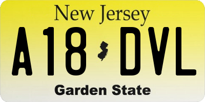 NJ license plate A18DVL