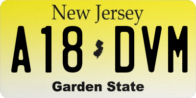 NJ license plate A18DVM