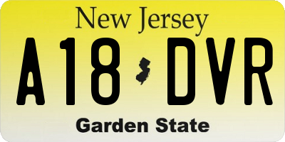 NJ license plate A18DVR