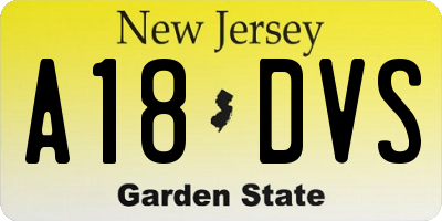NJ license plate A18DVS