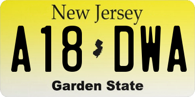 NJ license plate A18DWA