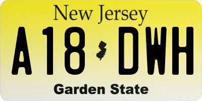 NJ license plate A18DWH