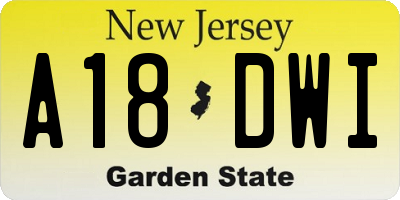 NJ license plate A18DWI