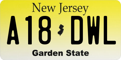 NJ license plate A18DWL
