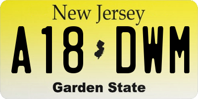 NJ license plate A18DWM