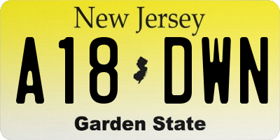 NJ license plate A18DWN