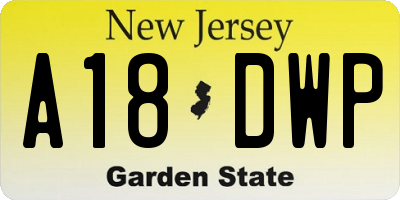 NJ license plate A18DWP