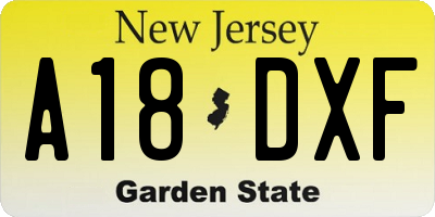 NJ license plate A18DXF