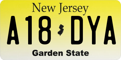 NJ license plate A18DYA